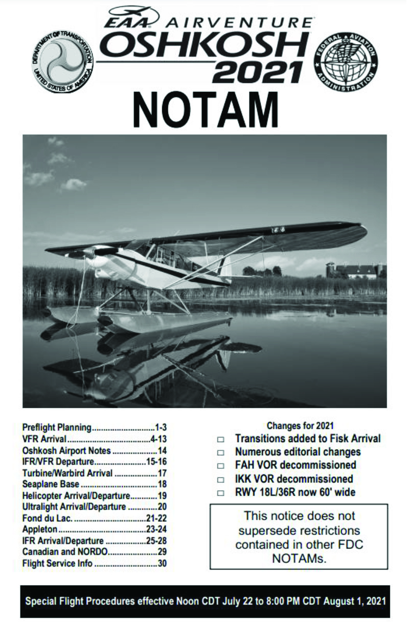 EAA AirVenture Oshkosh 2021 NOTAM Released With Important Changes for